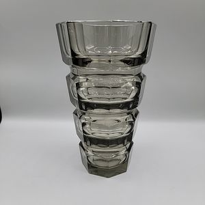 1930s Josef Hoffmann Moser Glass Smokey Topaz Crystal Vase